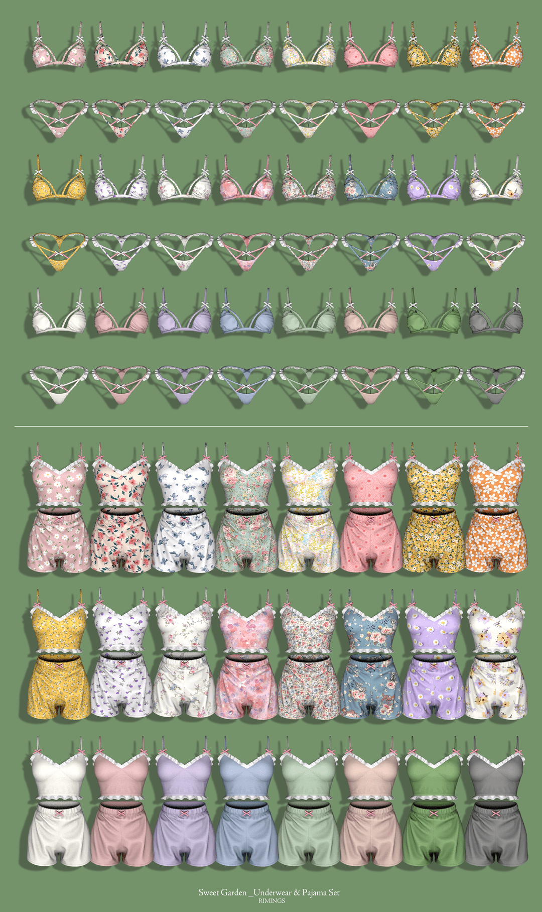 Галерея мода Нижнее белье и пижама Sweet Garden Set #1